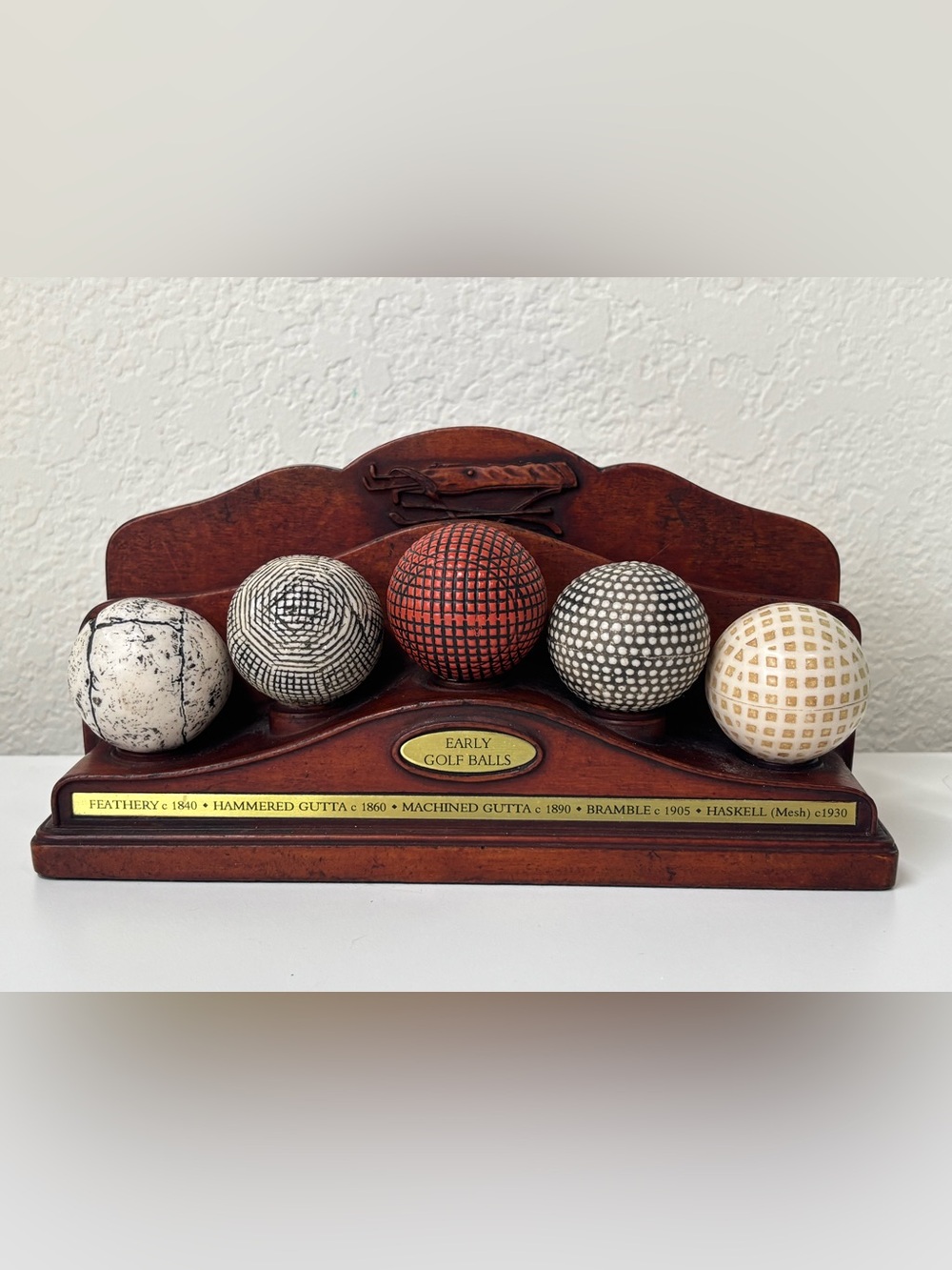 Vintage History of Golf Balls Display Letter Holder/Desk Organizer/ 8"x 4" x 3"